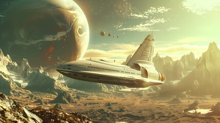Wall Mural - futuristic space exploration scene