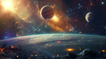 Wall Mural - planets and galaxies in outer space