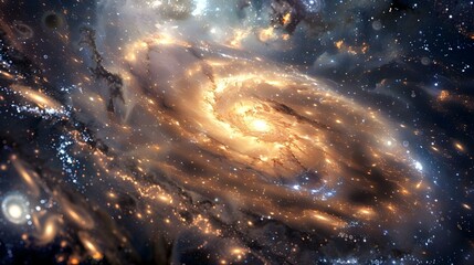 Wall Mural - stunning cosmic scene with swirling galaxies and star