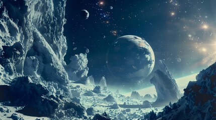 Wall Mural - futuristic space exploration scene