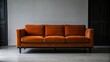 © Sujid - Orange sofa in a minimalist empty room, orange, sofa, furniture, empty, room, interior, design, modern, cozy