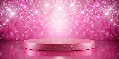 Sticker - Pink podium with sparkle and glitter, perfect for showcasing beauty products or holiday events,  background