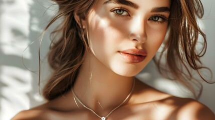 Beauty concept: Beautiful young woman with jewelry