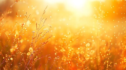 Abstract warm landscape of dry wildflower and grass