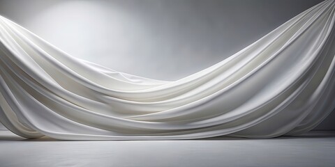 Wall Mural - White fabric draped over a background, white, fabric, cloth, backdrop, texture, soft, smooth, material, textile, elegant