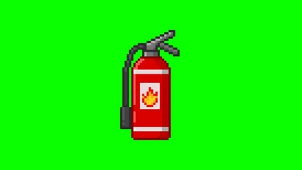 Wall Mural - Fire extinguisher, object animation pixel art