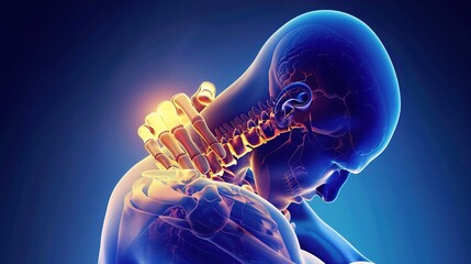 Illustration of the spine with ankylosing spondylitis, emphasizing the medical condition and the importance of treatment and care