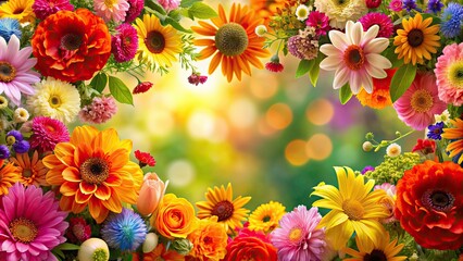 Poster - A beautiful background filled with colorful flowers, floral, nature, garden, blooming, petals, vibrant, spring, summer