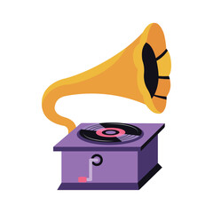 Sticker - gramophone and vinyl records music device