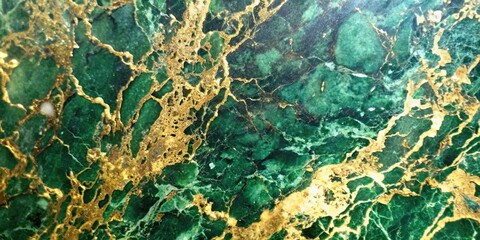 Wall Mural - Natural emerald green and gold marble texture pattern for background or product display, marble, texture, green, gold