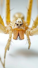 A detailed macro shot of a camel spider on a white 48 2 spider, insect, animal, arachnid, isolated, macro, nature, white, bug, brown, phobia, hairy, white background, wildlife, arachnophobia, closeup,