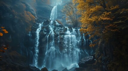 Wall Mural - Jur-Jur waterfall in the autumn forest