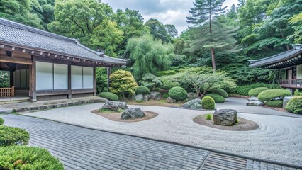 Sticker - Stunning Japanese garden in zen style, embodying Wabi Sabi aesthetics, Japanese garden, zen, Wabi Sabi, aesthetics