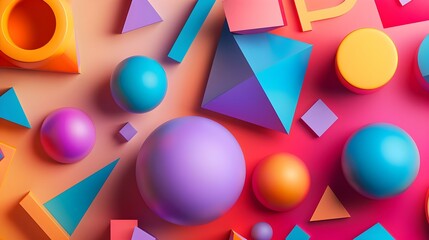 Wall Mural - Vibrant 3D geometric shapes abstract background