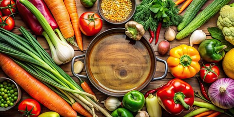 Canvas Print - Fresh vegetables used as a base for soups and stews, soup, vegetable, cooking, ingredient, broth, celery, carrot, parsley, leek