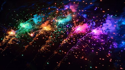 Wall Mural - A colorful fireworks display with a dark background