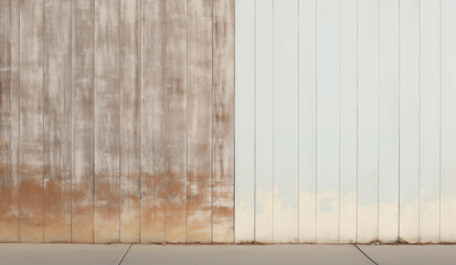 Wall Mural - A wall; part primed, part ready to be painted; painting a wooden wall background