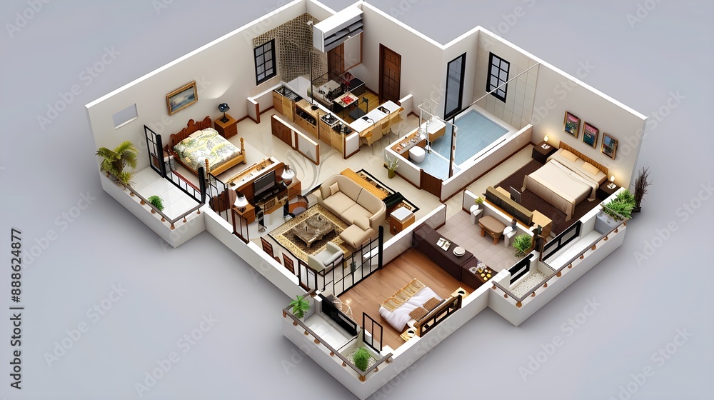3d floor plan home design Stock Photo | Adobe Stock
