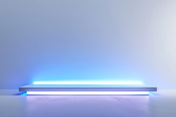 Sticker - Minimalist White Platform With Glowing Blue Light on a Plain Background