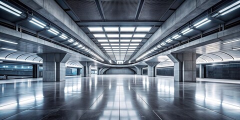 Sticker - Futuristic abstract architecture with empty concrete floor ,  render, futuristic, abstract, architecture, empty, concrete