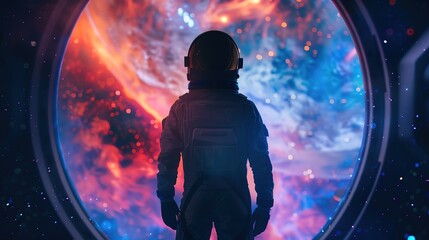 Wall Mural - attractive astronaut diving digital art