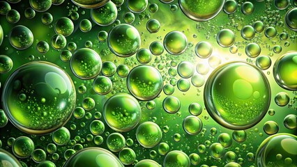 Sticker - Abstract and organic pattern created with vibrant green bubbles, green, background, bubbles, abstract, organic, texture