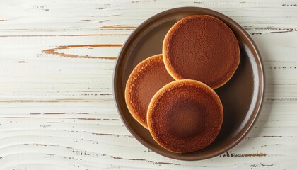 Poster - Japanese cake called Dorayaki on white background