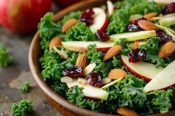 Poster - Kale salad with cranberries almonds apple