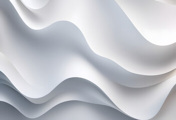 Wall Mural - Abstract background with smooth, flowing white and gray waves creating a soft, elegant texture.