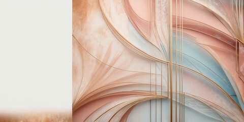 Wall Mural - Pink and blue abstract geometric wall texture with gold lines