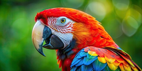 Wall Mural - Close up view of a colorful parrot with vibrant feathers, parrot, bird, close up, colorful, feathers, tropical, wildlife, animal