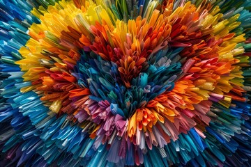 Poster - Colorful and vibrant heartshaped explosion of textures and hues abstract design dynamic visual impact modern and energetic artistic style rich and vivid colors