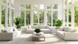 © FoxGrafy - Bright and Airy Modern Living Room with Large Windows and Lush Greenery