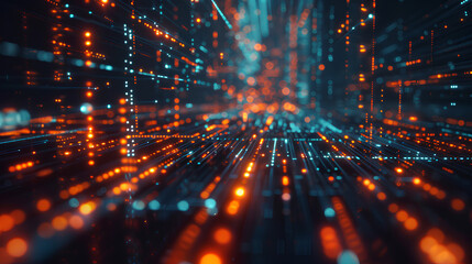 Wall Mural - an abstract representation of digital transformation in the corporate world, showcasing the integrat