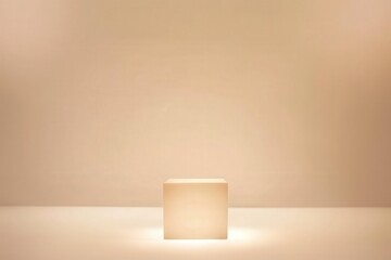 Sticker - Minimalist Design with Glowing White Cube on Pastel Background