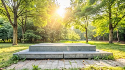 Canvas Print - rendering stone platform podium with natural sun light for product presentations, stone, platform, podium