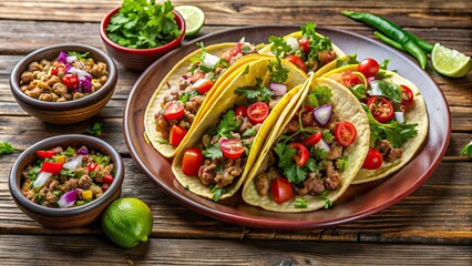 Poster - A visually appealing plate of authentic Mexican tacos ready to be enjoyed , Mexican, tacos, food styling, delicious