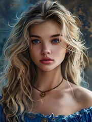 Wall Mural - A beautiful woman with long blonde hair.