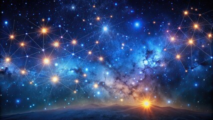 Wall Mural - starry night with galaxy in the sky and constellations, starry night, galaxy, night sky, space, cons