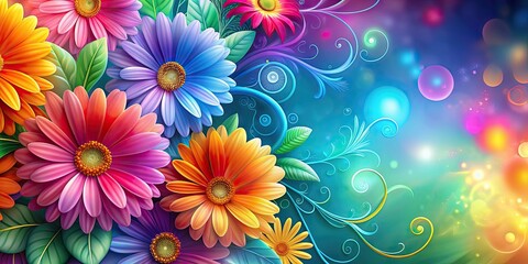 Wall Mural - Colorful abstract flower background with vibrant petals and swirls, abstract, flower, background, colorful, vibrant, petals