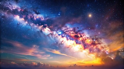 Wall Mural - pastel colored night sky with celestial visions of the milky way , pastel, dreams, celestial, vision