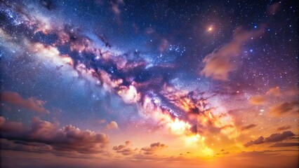 Wall Mural - a dreamy and ethereal photograph showcasing the milky way galaxy against a pastel-colored sky, celes