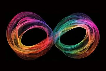 Wall Mural - Colorful infinity symbol illustration on dark background. 