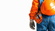 © Flowaiart - Construction worker with hard hat on solid white background, single object