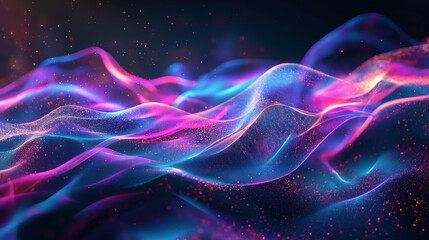 Wall Mural - Abstract waves of light with glowing particles creating a futuristic feel.