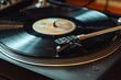 © LimeSky - Vintage record player with a black platter playing a record