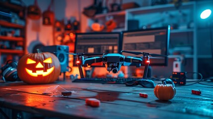 42. halloween day: high-tech halloween drone light show control station, programming interface, test