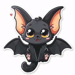 18. Kawaii bat sticker, heart eyes, Halloween Day text