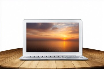 Poster - Laptop computer with beautiful view on screen