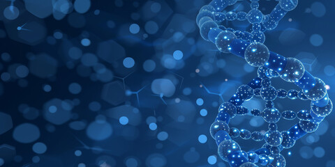 An abstract digital technology background with a dark blue design, featuring glowing dots creating a network pattern effect. 3D Rendering
